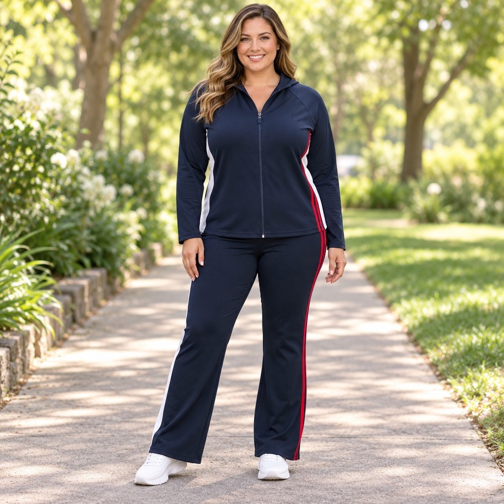 Vintage Jerzees Women's Track Suit XL L Navy Red White 90s Sporty Retro Made USA